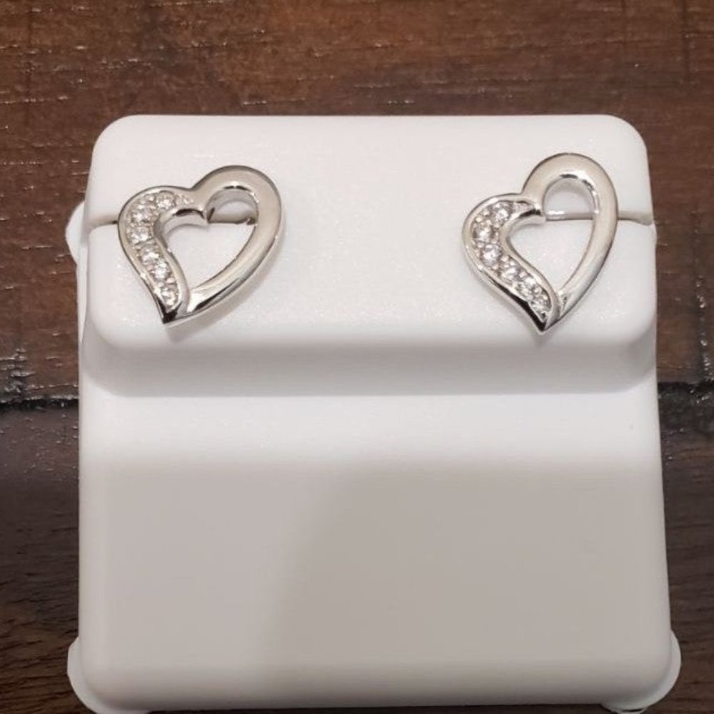 925 silver diamonds heart earrings